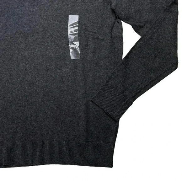 Alfani Solid Table Cotton Blend Dark Grey V-Neck Classic Fit Mens Sweater - Picture 6 of 10